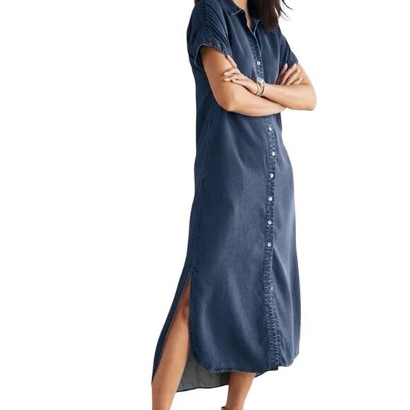 Soft Surroundings Je Veux Midi Shirt Dress Size 2X Denim Blue - Picture 3 of 16